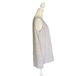 Ellen Tracy  Linen Tan & Cream Pin Stripe Sleeveless Top w/ Gold Hardware Medium Photo 1