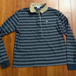 Lacoste  Womens Long Sleeve Striped Rugby Polo Shirt Beige Collar Size 42 Photo 0