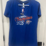 Nba OKC Thunder Champions 2025 Royal Blue T Shirt Women's Large Photo 0