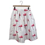 Chicwish Chic Flamingos Pleated A-line Skirt Size Medium Satiny Novelty Print Photo 3