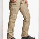 Women’s Stretch Tactical Cargo Pants with Pockets in Color Khaki, Size 4L. Tan Photo 0