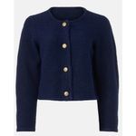 Derek Lam Blue Cardigan Sweater MEDIUM Preppy Blazer Sparkle Work Designer $270 Photo 3