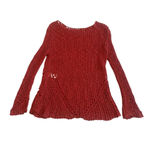 Maje  Open Weave Woven Sweater Burnt Orange Pullover Cotton Size 1 Small Women's Photo 5