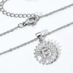 Silver Initial Crystal Pendant Necklace A Photo 3