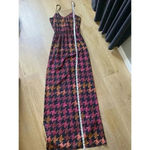 Lavender Brown  Orange Pink Burgundy Fall Houndstooth Maxi Dress Size‎ S Small Photo 8