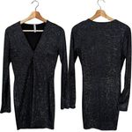 Lucy in the Sky Sparkly Cutout Bodycon Mini Dress Women's M Black Silver Party Photo 0