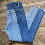 Forever 21  Two Tone Patchwork Raw Hem Jeans Size Medium Photo 4