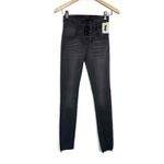 Juicy Couture NWT Womens Black Faded Wash High-Waisted Lace-Up Skinny Jeans 24 Photo 2
