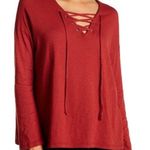 Sundry  Long Sleeve Slub Lace Up Tee Sunnyside XS Photo 0