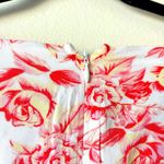 JustFab NWT  Large White Rose Maxi Dress Puff Sleeves Front Split Sweetheart Neck Photo 8