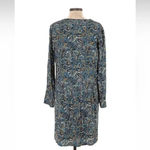 Garnet Hill  Dropwaist Button-Up Dress Blue Paisley Boho Long Sleeve Size 12 Photo 3