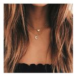 Boutique NEW‎ Dainty Gold Heart Moon Layered Necklace Photo 5