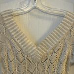Cache Women Beige Metallic Knit V Neck Short Sleeve Tunic Top Size S Photo 7