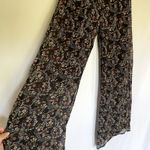 Downeast navy pink floral wide leg flowy pants women's size small lined trousers Photo 1