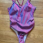 Cupshe  One Piece Swimsuit Scoop Neck Ruched Double Straps O Ring Striped XL Photo 3