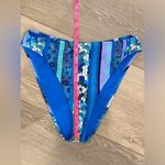 Lucky Brand  Bikini Set High Rise Blue Floral Geometric Medium New Beachy Vacay Photo 15