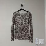 FREE PEOPLE PRINTED GOLD RUSH LONG SLEEVE ALABASTER COMBO SEQUIN TOP Size M Silver Size M Photo 2
