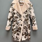 Boston Proper  Faux Suede Shearling Coat Floral Print S Photo 4