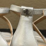 NWT Lauren Ralph Lauren Gabriele Metallic Leather Sandal Silver Size 8.5 Photo 6