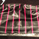 LANCOME Black Patent with Pink Stripes Large Cosmetic Bag Photo 0