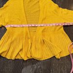 Anthropologie Moth Yellow Pointelle Peplum Cardigan Sweater Women's Small Photo 8
