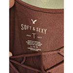 American Eagle  Soft & Sexy Cage Front Long Sleeve T-Shirt Deep Purple Merlot L Photo 2