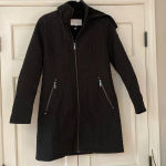 BCBGeneration  Black Quilted Silver Hardware Lined‎ Parka Hooded Size XS Jacket Photo 0