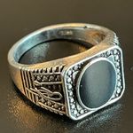 Casual black obsidian S925 silver ring size 9.75 Photo 1