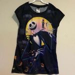 Disney EUC  Nightmare Before Christmas Black & Yellow Jack & Sally Tee size small Photo 0