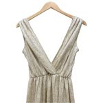 Lulus  All that Shimmers is Gold Light Gold Maxi Plunging Neck Dress Size XS Photo 4