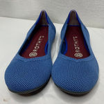 Rothy's  Blue Knit Ballet Flats Red Striped Heel Sustainable Comfort Shoes Size 6 Photo 0