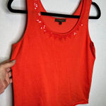 Adrienne Vittadini Studio Orange Sequin Embellished Top Women's Size L Vintage Size L Photo 0