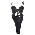 Oh Polly  Cutout Thong One Piece Swimsuit in Black, Size S Photo 2