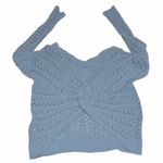 Jessica Simpson baby blue chunky twist back knit cropped Sweater Photo 0