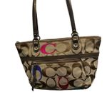 Coach Y2K  21188 Signature C Poppy Khaki Multicolor Logo Canvas Leather Trim Bag Photo 3