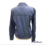 Vintage 90s Evolution cropped blue green plaid flannel Grunge Shirt Size S Photo 2