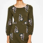 Boden Lucie Jersey Tunic Dress Floral Mini Knit Plus Size Green Size 16 Photo 0