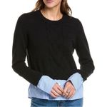 Laundry by Shelli Segal Laundry by Shelli Segal Layered Two-Fer Sweater Top XS Black/Blue Stripes Photo 0