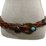 Bebe ✨ cognac braided leather belt with turquoise details sz s/m✨ Photo 0