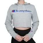 Champion Spellout Gray Cropped Hoodie Photo 0