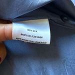 Eileen Fisher Washed Silk Taffeta Button Front 3/4 Sleeves Blue Shirt Size L Photo 4