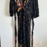Anthropologie Feather Bone Wide Leg Jumpsuit Black Floral Boho V Photo 0