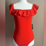 EXPRESS  Orange Bodysuit Off the shoulder Size S Photo 0