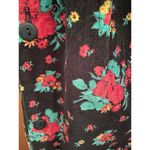 Karen Scott  90s Dark Floral Print Corduroy Pinafore Midi Dress S/M Photo 6