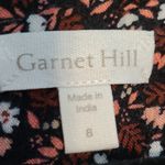 Garnet Hill  BLACK MICRO FLORAL LEAF BOTANICAL PRINTED BOHO BUTTON FRONT BLOUSE 8 Photo 9