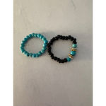 Boutique NEW Festival Handmade‎ 2Pc Turquoise Gold Beaded Stretch Toe Finger Rings Photo 4