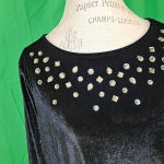 Quacker Factory NWT  Womens Black‎ Velvet Embellished Shirt Top 1X Photo 2