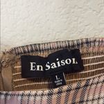 En Saison Plaid Puff Sleeve babydoll Dress with gold shimmer threading Large Tan Photo 1