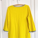 Boden • Kasia Jersey Tunic mini dress cover up yellow blue pompoms beach Size 8 Photo 10