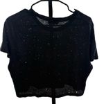 IRO Size S Clara Thrashed Boxy Crop Tee Shirt Black 100% Linen Grunge Rocker Emo Photo 3